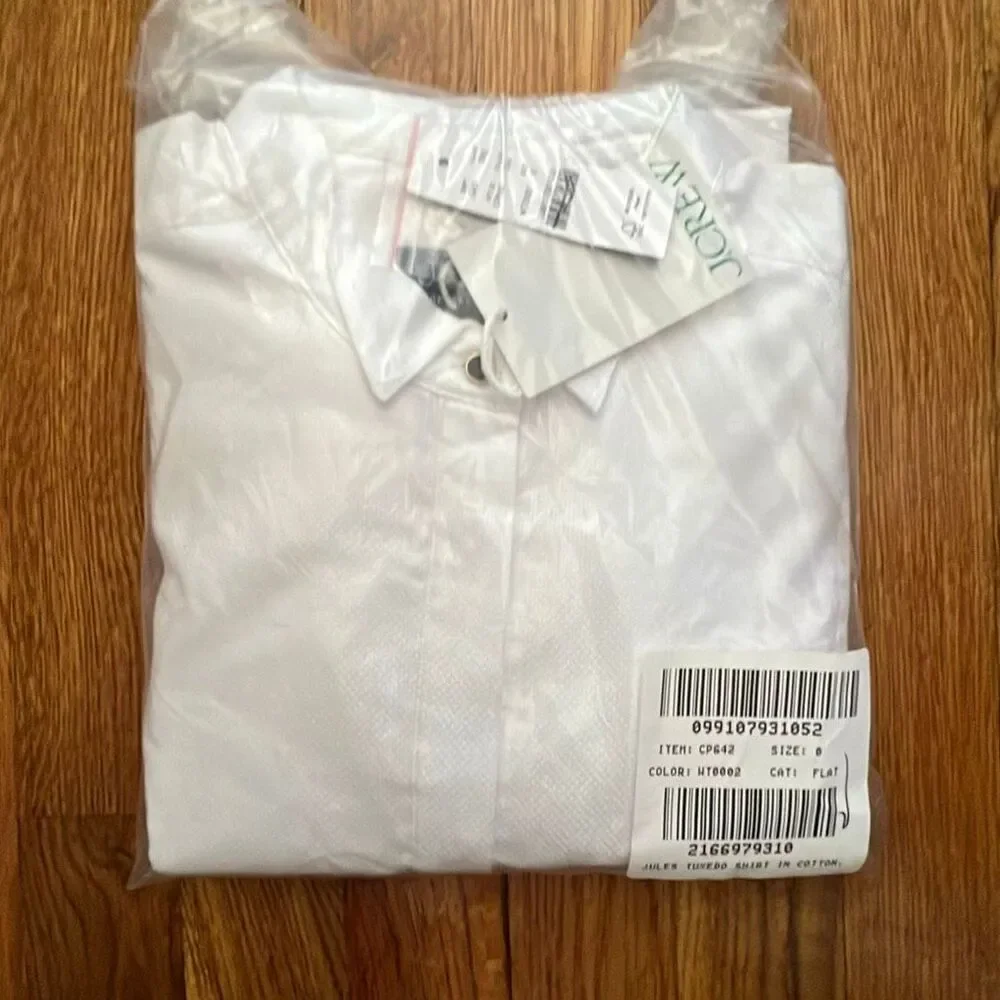 J. Crew Jules tuxedo shirt in cotton poplin White NWT size 0
